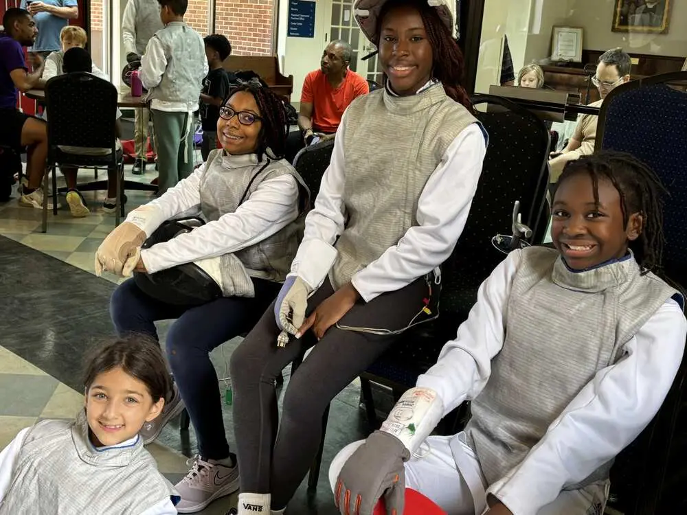 A group of young fencers